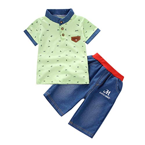 terbklf 2PCS Toddler Baby Boy Kids Summer Casual Wear Short Sleeve Clothes Sets T-Shirt and Shorts Outfits Green