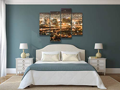 El Paso, Tx October 26, 2017 Night Skyline Of El Paso, Texas Canvas Wall Art Hanging Paintings Modern Artwork Abstract Picture Prints Home Decoration Gift Unique Designed Framed 4 Panel #TOP1