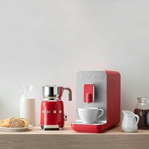 Smeg BCC01RDMUS Fully Automatic Espresso Machine, Red 3 preset buttons for Espresso Cappuccino and Coffee Adjustable Grinder for Whole Beans Smeg BCC01RDMUS Fully Automatic Espresso Machine Red 3 preset buttons for Espresso Cappuccino and Coffee Adjustable Grinder for Whole Beans