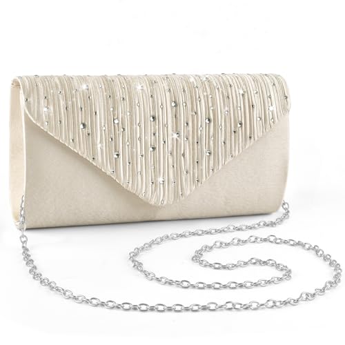 ERKOON Women Evening Clutch Bags, Prom Handbag Formal Party Clutches Wedding Purses Cocktail Promenade Shoulder with Detachable Strap