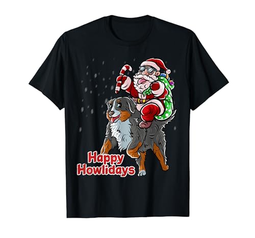 Bernese Mountain Dog Santa Claus Hat Merry Christmas X-Mas Camiseta