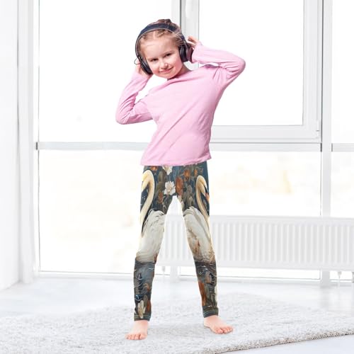 Toddler Girls Leggings Printed Yoga Pants Leggings Swan in River for Kids4
