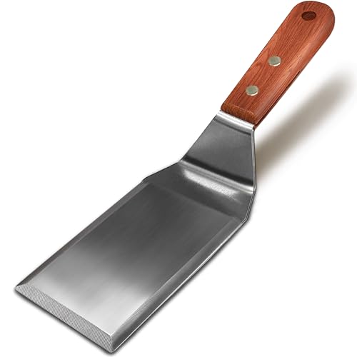 Stainless Steel Griddle Spatula, BBQ Grill Spatula Accessories for Blackstone,Metal Spatula w/Full Tang Wooden Handle & Beveled Edge for Pancake Flipper,Smash Burger Turner,10.7x2.8Inch