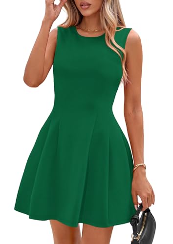 PRETTYGARDEN Summer Dresses for Women 2026 Elegant Classy Spring A Line Business Casual Work Graduation Cocktail Short Dress (Green,Medium)