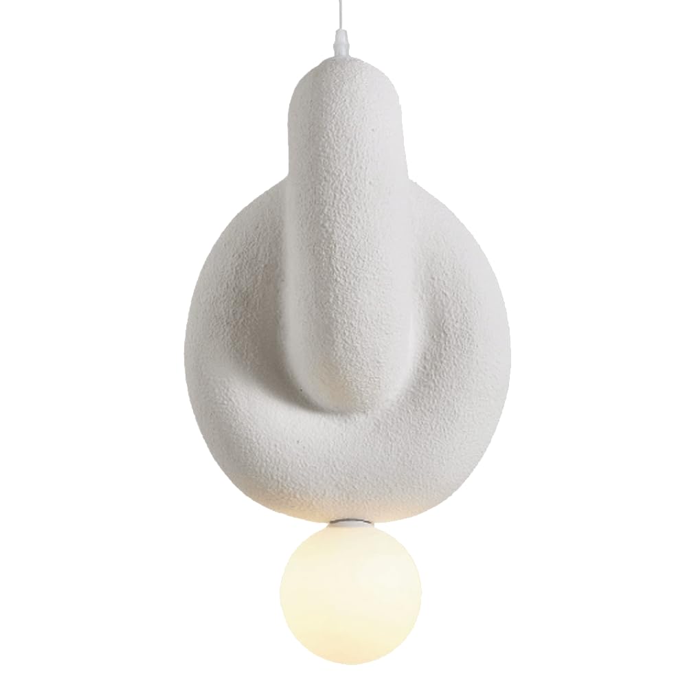 ESIYUVO White Pendant Light Handmade from High-Density Polystyrene Wabi-Sabi Minimalist G9 Hanging Lamp Kitchen Island Chandelier Light Fixture for Bedroom Dining Room Guesthouse Living Room Café
