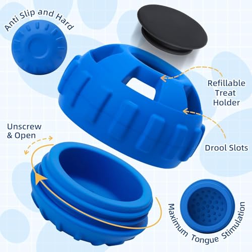 Image of Dog Chew Toys for Aggressive Chewers Large Medium Breeds, Puzzle Toys Interactive Treat Dispensing Slow Feeder Indestructible Durable Safe Rubber Teeth Clean Toys (Blue Medium)