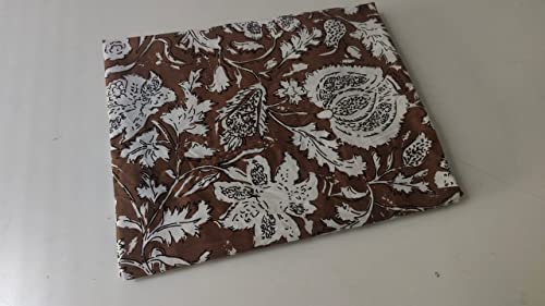 Image of Floral Printed Cotton Fabric Cloth Hand Block Print Fabric Women Material Running Jaipuri Hand Block Printed Women Dress Material Kurtis Natural 44 inch Inches Width 2.5 Meter (Pattern 4)