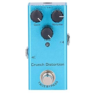 Pédale d’effet de distorsion Crunch, alliage d’aluminium portable bleu Mini véritable dérivation pédale d’effet de guitare électrique accessoires d’instruments de musique DC 9V - Les Beatles, Paul McCartney, John Lennon, RIngo Starr, George Harrison