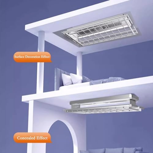 Ceiling Clothes Dryer Aluminium and Steel Electric Clothes Dryer with Remote Control,Clothes Drying Rack Electric Controlled Lifting Drying Rack Balcony Household Embedded Automatic Telescop