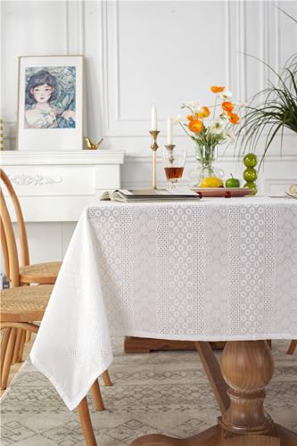 Nappe table rectangulaire coton lavable anti-tache blanc Daesar - 4
