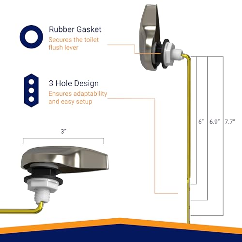 Image of Front Mount Toilet Handle Replacement, Compatible with American Standard, Kohler, TOTO, Gerber and Most Front Mount Toilet Tanks - Nickel Finish