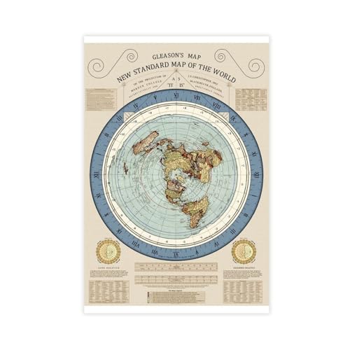 TULAOJI Gleason's - Póster de mapa de la tierra plana del mundo, póster de lienzo para decoración de dormitorio, paisaje deportivo, oficina, habitación, regalo, estilo 5, 60 x 90 cm