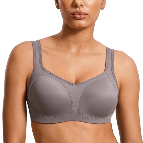 Image of SYROKAN Women's High Impact Underwire Sports Bra High Support Large Bust Padded Adjustable Straps Running Bra