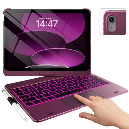Image of typecase Touch iPad 11th 10th Generation Case with Keyboard (11 inch 2025, A16 & 10.9 inch 2022) - 360 Rotatable, 11-Color Backlit, Multi-Touch Trackpad, Pencil Holder, Thin & Light - Raspberry
