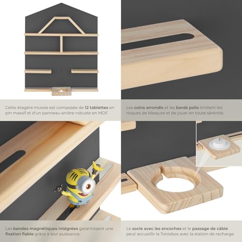 tectake® Étagère Murale pour TonieBox 1 et 2, Jusqu’à 50 Figurines, Maison