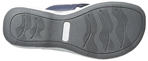 Skechers Women's Bayshore Newport Flip Flop,Dark Navy/White,10 M US