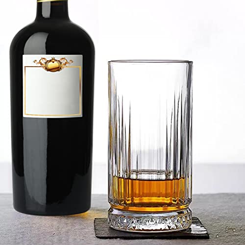 Gyrut Crystal Highball Glasses [Set Of 4] - 16Oz Glass Cups For Kitchen - Heavy-Duty Bottom Drinking Glassware Set - Dishwasher Safety #TOP4