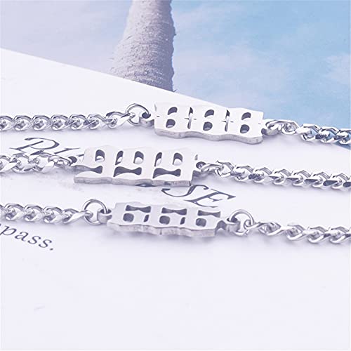 000-999 Lucky Angel Number Bracelet Charm Dainty Stainless Steel Number Bracelet Link Adjustable for Women Fashion Wristband Jewelry Gifts3
