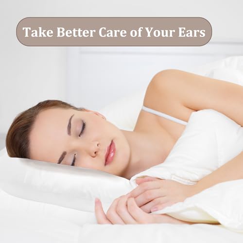 Image of Ear Piercing Pillow for Side Sleepers with Ear Hole, Donut Pillow for Ear with Silky Pillowcase for CNH and Ear Pain Inflammation Pressure Sores Piercing, Ear Guard Pillow (White)