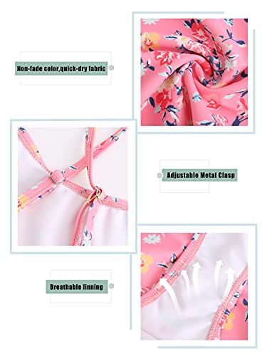 Image of Girls Two Piece Tankini Swimsuit Hawaiian Ruffle Swimwear Bathing Suit Set