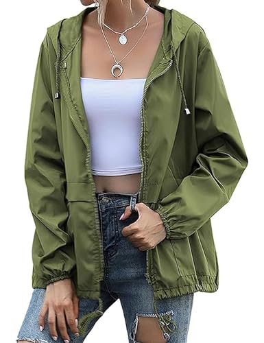 Muzeca MUMK0011_G_L Rain Jackets For Women Waterproof Lightweight Windbreaker Jacket Womens Rain Coats thumb #2