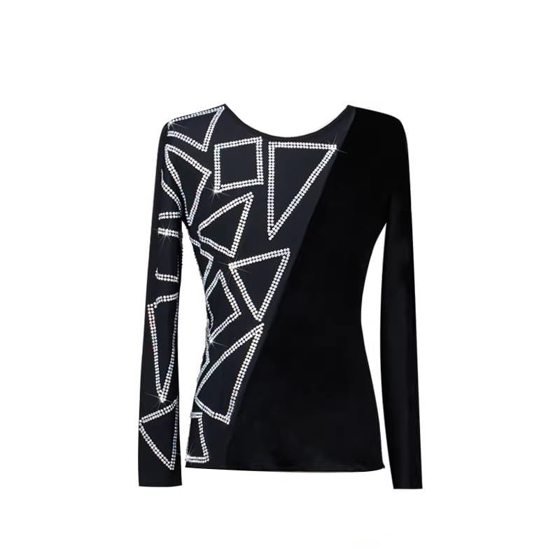Camisa de baile latino de terciopelo premium para competiciones de salón y tango