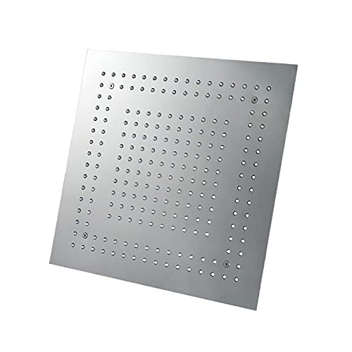 Cabezal de ducha LED cuadrado cromado de 40 cm - Soporte de techo de acero inoxidable de alta presión para baño para una experiencia de spa de lujo, cortina de ducha con
