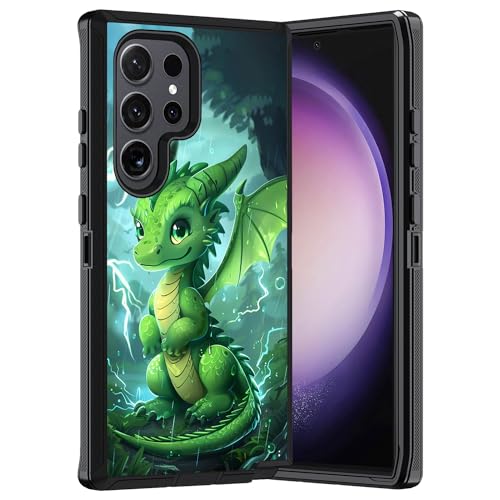 Coque Samsung S24 Ultra de qualité militaire antichoc dragon vert