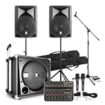 Studiomaster PA System Packages - VX800BT Active Speakers Set, Club XS 10 Channel Mixer & Microphones