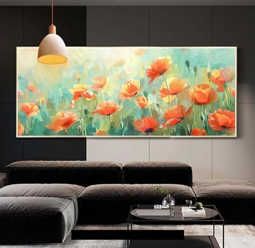 Diamond painting adulte fleurs sauvages paysage broderie diamant kit complet rond 30x80 cm
