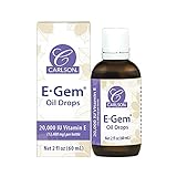 Carlson - E-Gem Oil Drops, 20000 IU Vitamin E, Moisturizes & Nourishes Skin, Skin & Bath Oil, 2 fl...