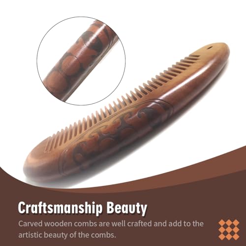 Anti-Static Peach Wood Comb with Fine Tooth โ Wooden Comb for Women, Gentle Scalp Massage & Smooth Styling for Curly/Thick/Straight Hair