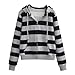 SHENDM Women's Zip Hoodies Autumn and Winter Contrast Striped Hooded Sweatshirt Women's Long Sleeve Open Zipper Loose Casual Jacket-Black-M