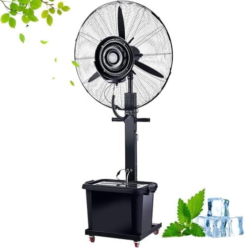 28" Outdoor Misting Fan with 11 Gallon Tank - 3 Speed Oscillating Pedestal Cooler, Ideal for Restaurant, Warehouse, Garden, Patio, Black Finish, 90° Rotation