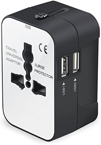 Travel Adapter, Universal International All-in-One Worldwide Travel Adaptor Wall Charger AC Power Plug Adapter Charger with Dual USB Port for USA UK EU AUS