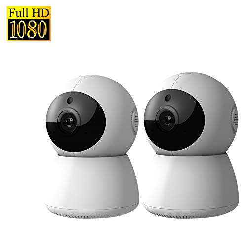 DophiGo Set of 2 1080P HD Dome 360° Wireless WiFi Baby Monitor Safety Home Security Surveillance IP Cloud Cam Night Vision Camera for Baby Pet Android iOS apps (Grey)