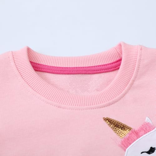 Image of Bumeex Girls Cotton Crewneck Cute Sweatshirts The Hedgehog and The Fox Pink 2-7T