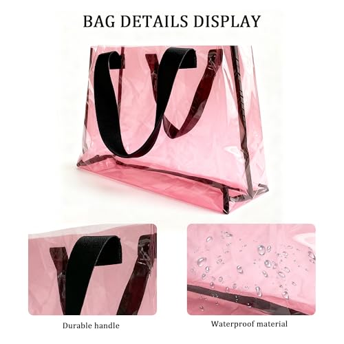 Image of Clear Large Tote Bag - Versatile, Waterproof, Stain Resistant, Transparent Shoulder Tote Bag for Work