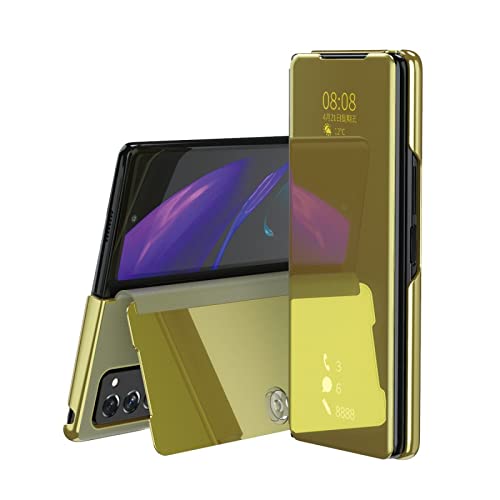 Étui miroir pour Samsung Galaxy Z Fold 2 5G coque antichoc en cuir PU doré W21 W20
