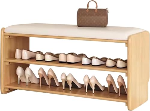 Banco Plataforma de Almacenamiento de Zapatos de 3 Niveles, Acolchado Suave, Antideslizante, Taburete de Entrada, Estante para Pasillo, Sala de Estar, baño, Organizador Que Ahorra
