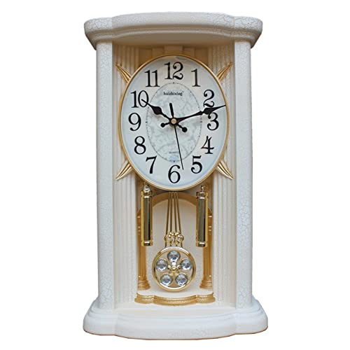 Horloge de cheminée rustique – Pendule vintage pour salon, bureau et étagère – Design antique avec pendule oscillant – Accents parfaits pour la cheminée