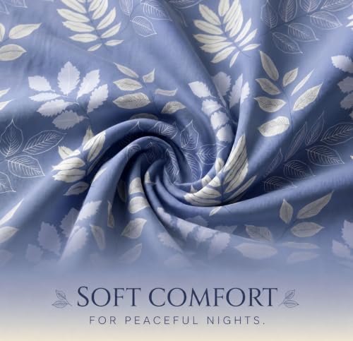 Image of BSB HOME 210 TC Cotton Feel Double Bedsheet with 2 Pillow Covers, Soft & Breathable Floral Printed Bed Sheet, Easy Care Bedding for Bedroom - 86 x 88 Inches (218 x 224 cm) (Periwinkle Blue)