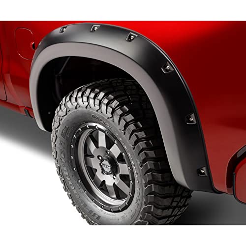 Bushwacker Pocket/Rivet Style Rear Fender Flares | 2-Piece Set, Black, Smooth Finish | 40106-02 | Fits 2019-2021 Chevrolet Silverado 1500; 2022 Silverado 1500 Limited