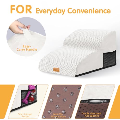 Image of Topmart High Density Extended Foam Dog Ramp&Steps 2 Tiers,11.8 inch High | Non-Slip Dog Stairs,Soft Foam Pet Ladder with Removable Cover,Best for Injured,Older Cats,Pets with Joint Pain