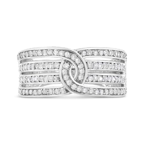 Haus of Brilliance .925 Sterling Silver 1/2 Cttw Diamond Multi-Row Bypass Band Ring (I-J Color, I3 Clarity) - Size 6