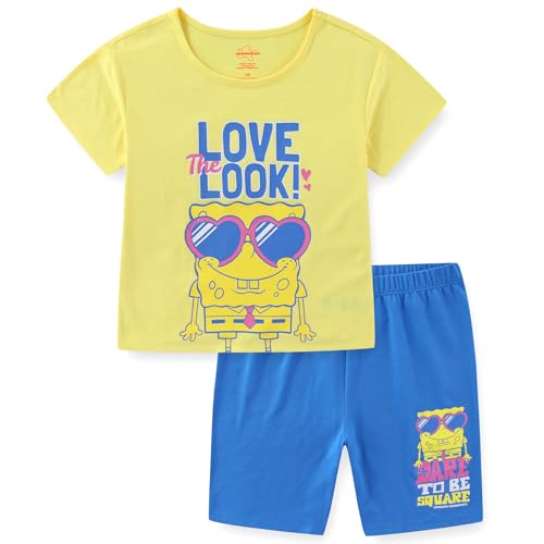SPONGEBOB SQUAREPANTS Girls Short Sleeve T-Shirt and Bike Short Set for Big Kids