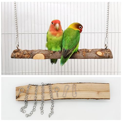 Image of Woohome Natural Wooden Perch Bird Stand Parrot Perch Stand, Natural Wood Platform Bird Climbing Standing Branches Toy for Small Lovebirds Budgies Cockatiels