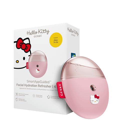 GESKE x Hello Kitty | SmartAppGuided™ Facial Hydration Refresher | 4 in 1 | Wasserzerstäuber | Gesichtsdampfer | Face Mister | Gesichtsreinigungsgerät | Sprühnebler | Skin Kosmetik | natürlicher Glow