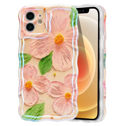 Coque iPhone 12 motif fleurs colorées coque téléphone TPU souple brillante pour fille