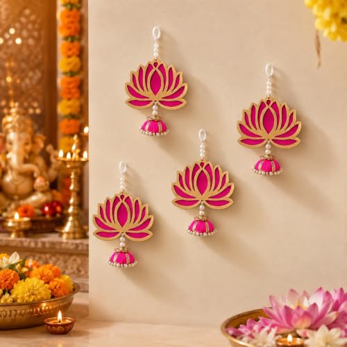 Image of Akaar Decor Artificial Marigold Door Hanging Toran | Diwali Decoration Items for Home Decor| Festive Decor| Office Decor| -(L:Approx. 2.5ft) (AK Lotus LATKAN 4)